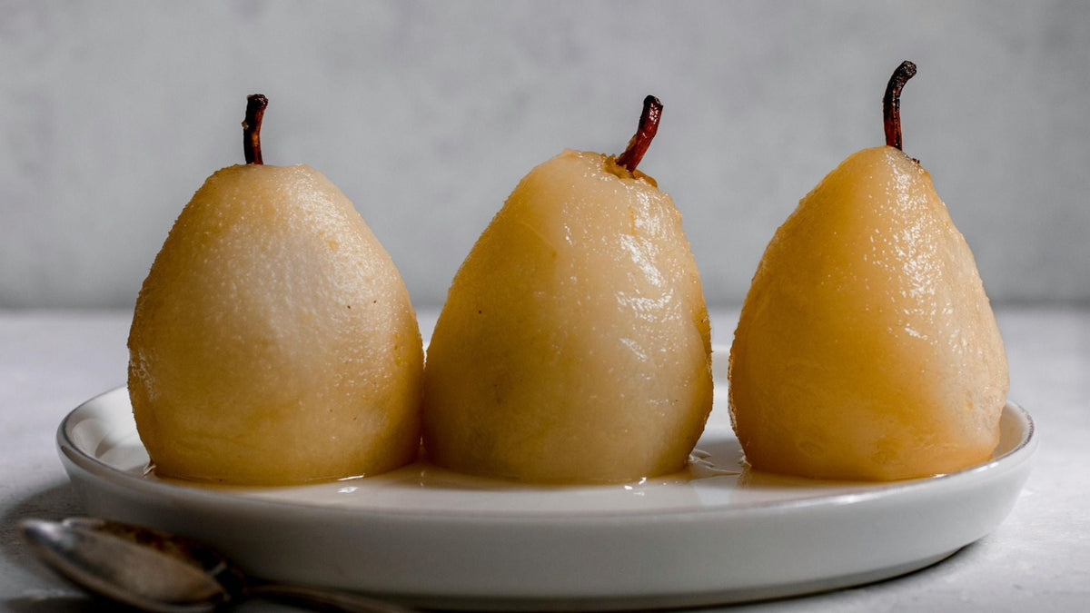 Poached Pears With a Black Tea Syrup